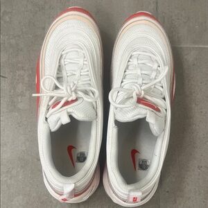 Nike Mens White and Red Air Max Sneakers